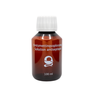 Petfles veral - bedrukt "Ontsmettingsoplossing" - astra stop - 100ml - 100st
